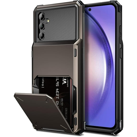 Galaxy A54 Case Wallet Cover 4-Card Credit Card Holder ID Slot Scratch Resistant Dual Layer Hybrid Protective Hard Shell Rugged TPU Bumper Armor Case for Samsung Galaxy A54 Gun