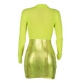 thumbnail image 4 of DAETIROS Women Dresses Long Sleeved Round neck Solid Sexy Dresses Fashion Dresses Green Trendy Skirt Size L, 4 of 7