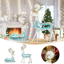 Clear Acrylic Christmas Reindeer Figurine 11 Inch, Glass-Look 3D Deer Family Set for Holiday Table, Shelf Decor and Seasonal Home Gifts