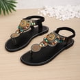 thumbnail image 4 of Xucatan Women's Bohemian Beaded Sandals, Colorful Ethnic Pattern Flat Thong Shoes with Ankle Strap, Faux Leather Casual Summer Beach Footwear, Versatile Design for Spring Outdoor Gift, 4 of 9