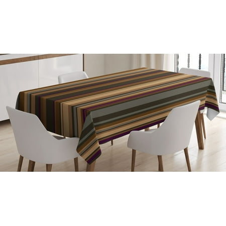

Abstract Decor Tablecloth Retro Vertical Striped Background in Different Shades of Earthen Tones Image Rectangular Table Cover for Dining Room Kitchen 52 X 70 Inches Tan Brown by Ambesonne