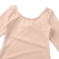 thumbnail image 4 of Yeahdor Girls Basic Team Uniform Short/Long Sleeve Gymnastics Workout Ballet Dance Leotard Solid Color Bodysuit Activewear Apricot 3, 4 of 7