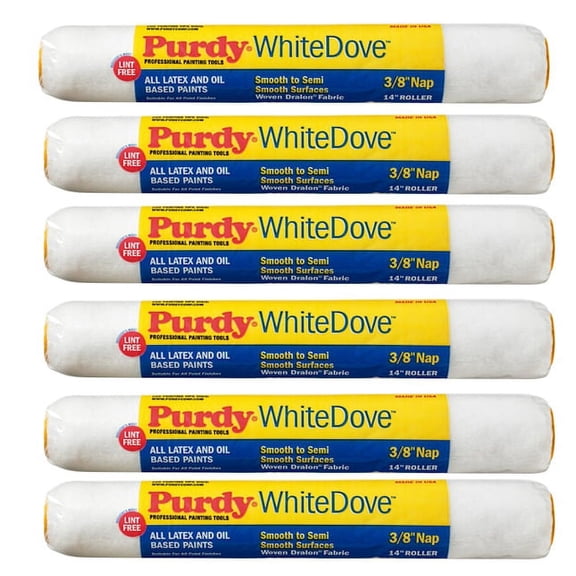 Genuine Purdy 6 Pack White Dove 14" x 3/8" Nap Roller Covers 14A670142-6PK