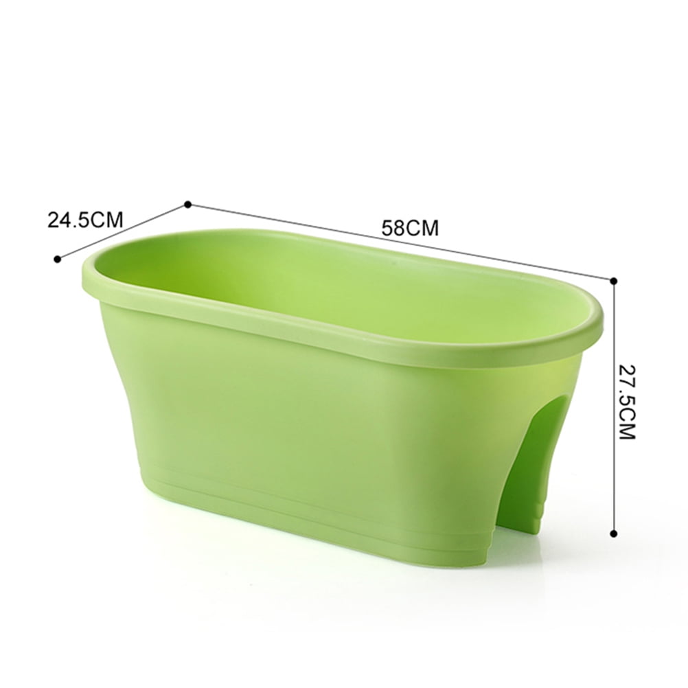 Raindrops Hanging Railing Planter Green Plastic 1Pcs 22.8X9.6X10.8In