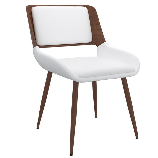 Chaise d’appoint mi-siècle moderne en similicuir, blanche