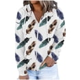 thumbnail image 2 of Zip Up Pull à Capuche pour Femmes 50% de Réduction en Liquidation Blouse Imprimée Mode Manches Longues Hauts Sweat-Shirt Poches à Capuche, 2 of 7