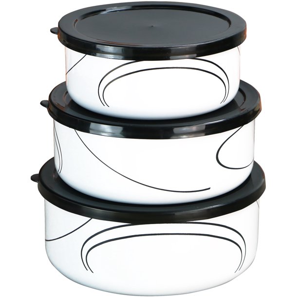 Corelle Coordinates 6Piece Enamel on Steel Bowl Set, Simple Lines
