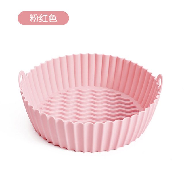 Sartén de silicona leyfeng para freidora de aire bandeja para hornear pasteles rosa 8,5 pulgadas