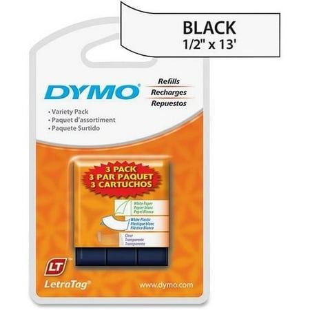 Dymo 1/2" LetraTag Tape, 3-Pack