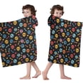 thumbnail image 4 of Black Colorful Skull Bone Pattern Hooded Bath Towel，50"x30" for Ages 3 To 12 Kids, Quick Dry Lightweight Soft Microfiber Hood Beach Towel Cover Up for Kids, 4 of 7