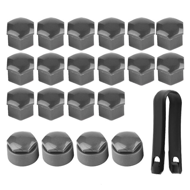 Lot de 20 écrous de roue de voiture de 17 mm, capuchon de protection antivol, gris
