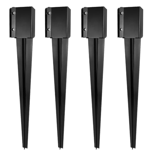 Fence Post Anchor 36 inch Ground Spike Heavy Duty Metal Black Powder Coated Fence Stakes Post,4x4 inch(3.5 x3.5 inch Inner) Pack of 4
