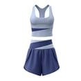 thumbnail image 3 of Uobin Women 2 Pieces Yoga Set Sexy Color Block Crop Tank Tops And High Waist Shorts Casual Activewear Outfits, 3 of 3
