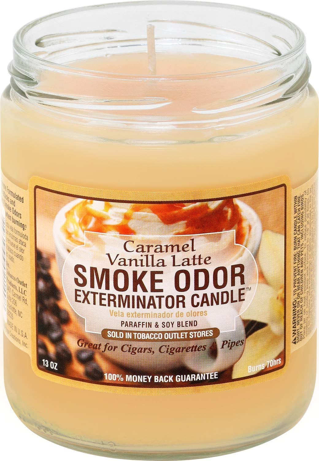 Smoke Odor Exterminator 13 oz Jar Candles Caramel Vanilla Latte, Pack