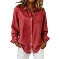 thumbnail image 2 of Bixock Summer Women's Tops,Long Sleeve Shirts for Women,Blouse for Women Striped Long Sleeve Turn Down Collar Button Front Casual Dressy Blouse Tops, 2 of 5