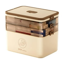 3 Tier Medicine Cabinet Organizer Large Capacity Medicine Organizer, Portable Medicine Box with Handle, Multipurpose Medical Box with Removable Tray, First Aid Boxes Empty(Coffee,11.81x6.5x9.45")