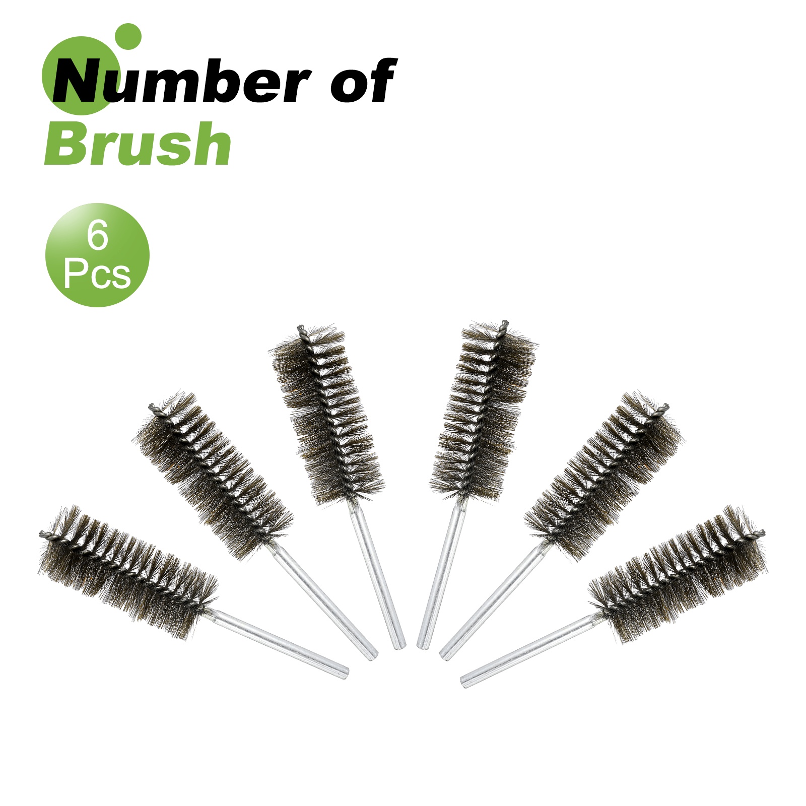 6pcs Pipe Cleaners Brush Set 1.57 Inch Stainless Steel Bristles Cleaning Brush with Ergonomic Handle for Bottles Straws Pipes Keyboards Tubes, Silver