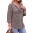 thumbnail image 3 of Fantaslook 3/4 Sleeve Womens Plus Size Tops V Neck Lace Blouses Casual Tunic Shirts, 3 of 9