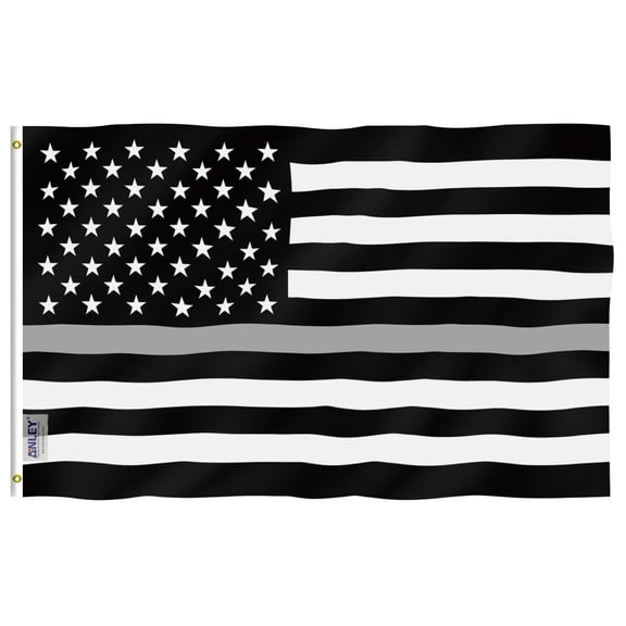 Anley Fly Breeze 3x5 Feet Thin Gray Line Flag - United States Flags Polyester