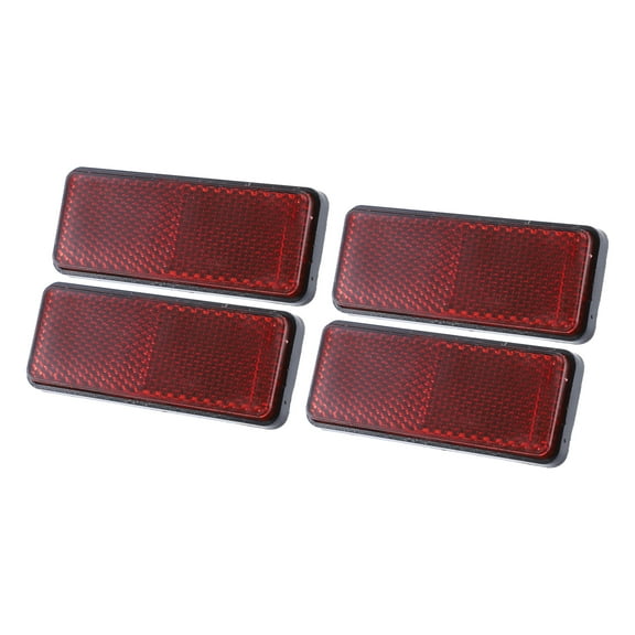 Unique Bargains 4 Pcs 87.5x34mm Red Universal Rectangular Reflective Warning Reflector with Adhesive Tape for Motorcycle