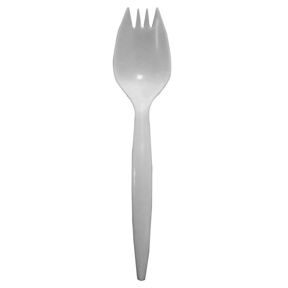SPKPPWP1000 Disposable Medium Weight PP Plastic Sporks, White (Pack of 1000)