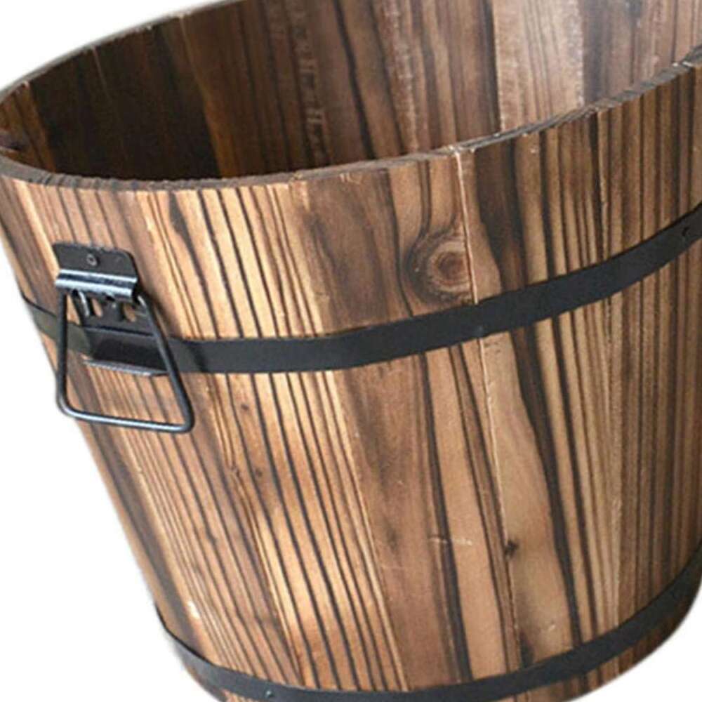 Crday Retro Wooden Bucket Barrel Planters Garden Succulent Plants