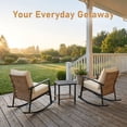 thumbnail image 5 of 3 Piece Outdoor Rocking Bistro Set Patio Furniture with Thick Cushions 2 Tier Coffee Table Oversize Rattan Conversation Set Beige, 5 of 7