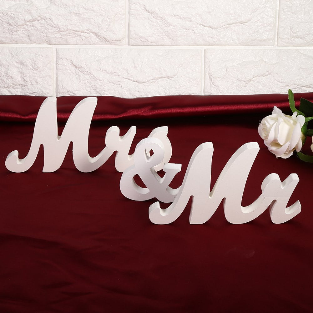 Wedding Mr & Mrs 10cms Wooden Letters Freestanding Sign 