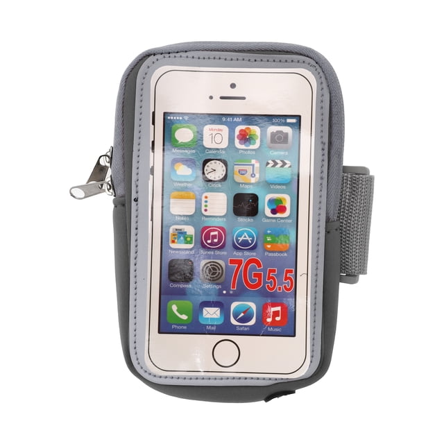 Unique Bargains 1 Pce Support de Téléphone Classique avec Fermeture Éclair pour Randonnée Gym Néoprène PVC Gris