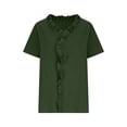 thumbnail image 6 of Craaazy Women's Summer Solid Color Short Sleeve Topss, V Neck Ruffle Trim Casual Shirt, Loose Fit Comfy Blouse for Everyday Outfits Gifts, 6 of 6