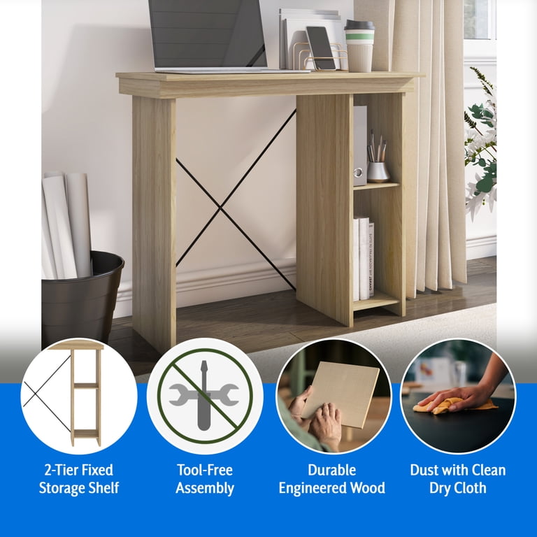 Mainstays Ardent Small Space Writing Desk, Euro Oak photo 3