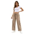 thumbnail image 7 of Women Linen Pants Wide Leg Boho Pants Loose Lightweigt Beach Palazzo Harem Pants with Pockets, L, 7 of 7