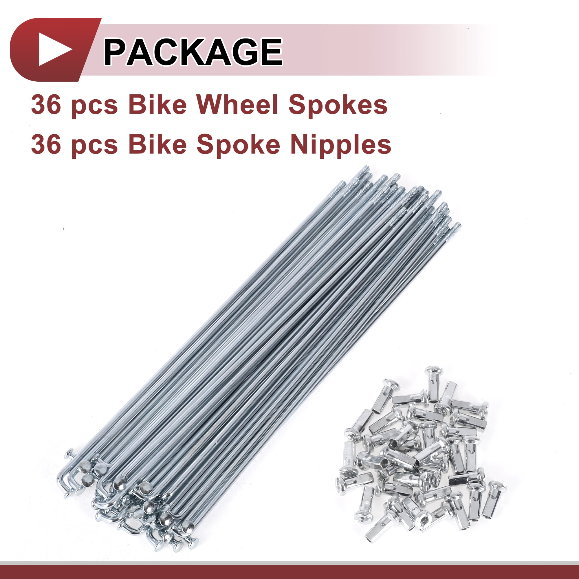 Unique Bargains 36Pcs 12G J Bend Bicycle Wheel Spokes 45 Steel Galvanized Silver 6.3"