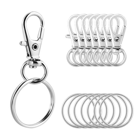 Meigar 12Pcs Silver Metal Swivel Lobster Clasps,Trigger Lanyard Snap Hook Lobster Clasp Clip Jewelry Findings Clasps and Keychain Key Rings for keyring,DIY