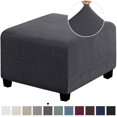 thumbnail image 1 of LNGOOR 3 Sizes Square Jacquard Durable Customized Stretch Footrest Ottoman Cover Folding Storage Stool Furniture Protector Slipcover (Light Grey S), 1 of 7