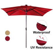 Abba Patio 7 By 9 Ft Rectangular Patio Umbrella With 32 Solar Powered Led Lights With Push Button Tilt And Crank Dark Red Walmart Com Walmart Com
