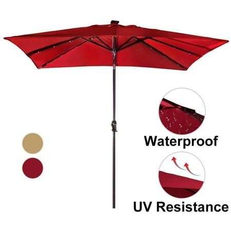 Abba Patio 7 By 9 Ft Rectangular Patio Umbrella With 32 Solar