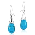 thumbnail image 3 of AeraVida Flourishing Simulated Turquoise Handmade Teardrop .925 Sterling Silver Dangle Earrings for Women Anniversary Jewelry Gift, 3 of 5