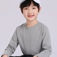 thumbnail image 4 of XUELUO Toddler Boys Athletic Shirts Summer Quick Drying Solid Color Round Neck Long Sleeve Base Sports Tshirts Streetwear,Gray,4-5 Years, 4 of 4