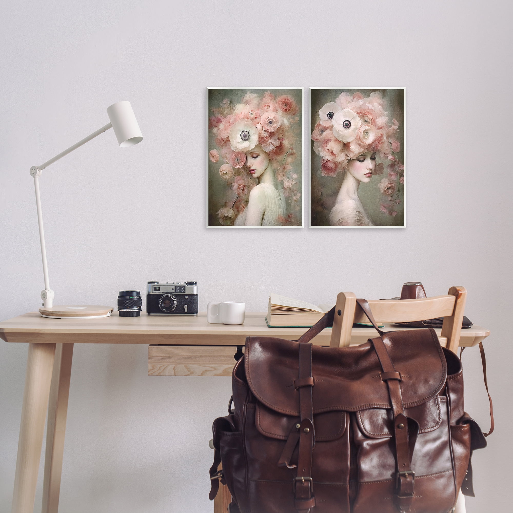 Stupell Industries Coral Blush Female Figure Plants & Flowers Painting Unframed Art Print Wall Art, 11 x 14, Set of 2