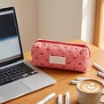 thumbnail image 6 of Small Quilted Makeup Bag, Zipper Cosmetic Pouch | Purse Storage Holds Makeup Beauty Essentials,Travel Items Red, 6 of 7