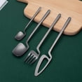 thumbnail image 4 of Cubiertos pulidos de acero inoxidable Forks Forks Postres Tenedor de mesa Cubiertos de cocina para viajar Ceremonia de boda Camping Negro seitruly HA009536-05, 4 of 6