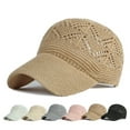 thumbnail image 2 of Baseball Cap Sun Protection Adjustable Breathable Crocheting Unisex Anti-UV Hollow Out Thin Long Brim Women Men Hat Headwear, 2 of 6