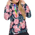 thumbnail image 5 of Yiaed Rose Flowers Print Womens Casual Hoodies Crew Neck Long Sleeve Sweatshirts With Pocket Pullover Tops Women's Hooded Sweatshirt-Medium, 5 of 5