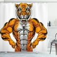thumbnail image 1 of Ambesonne Animal Shower Curtain, Wildlife Savannah Tiger Art, 69"Wx84"L, Pale Grey and Marigold, 1 of 3