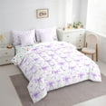 thumbnail image 3 of Manfei Purple Bowknot Bedding Comforter Set 7 Pieces for Girls, Watercolor Bow-Tie Queen Bedding Sets, Princess Bow Knot Queen Sheet Sets, Ultra Soft Home Decor, 3 of 8