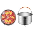 thumbnail image 3 of Cuiseur Vapeur en Acier Inoxydable, insert de Cuiseur Vapeur dans la Casserole Instantanée Accessoires insert de Cuiseur Vapeur en Acier Inoxydable dans la Poignée en silicone Convient pour Autocuiseur Casserole Instantanée Casserole, Poêle, 3 of 4