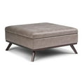 thumbnail image 5 of Owen 36 inch Wide Mid-Century Modern Square Coffee Table Storage Ottoman in Distressed Grey Taupe Vegan Leather, 5 of 8