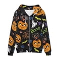 thumbnail image 4 of FKELYI Size 3XL Halloween Zipper Hoodies Polyester Zipper Jacket Hoodie for Ladies Loose Pumpkin Black Cat Teen's Fashion Hoodies & Sweatshirts, 4 of 6