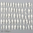 thumbnail image 3 of 50/100Pcs 1:75 Scale Model Miniature White Figures Human Architectural Model, 3 of 4